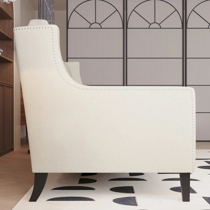 Medieval-style modern fabric three-seater sofa with tufted backrest