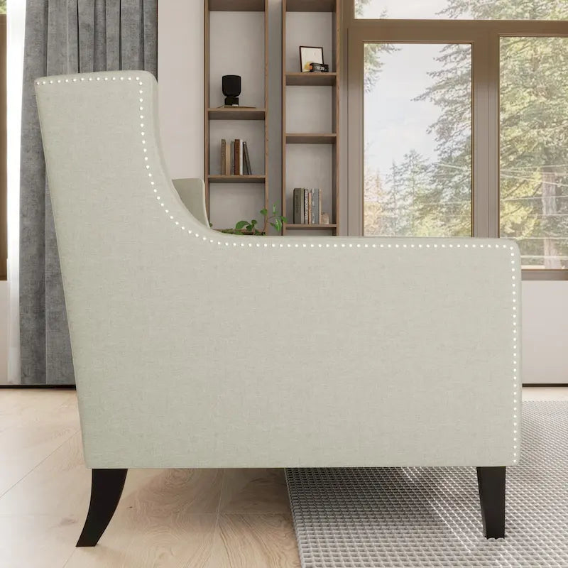 Medieval-style modern fabric three-seater sofa with tufted backrest