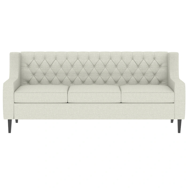 Medieval-style modern fabric three-seater sofa with tufted backrest