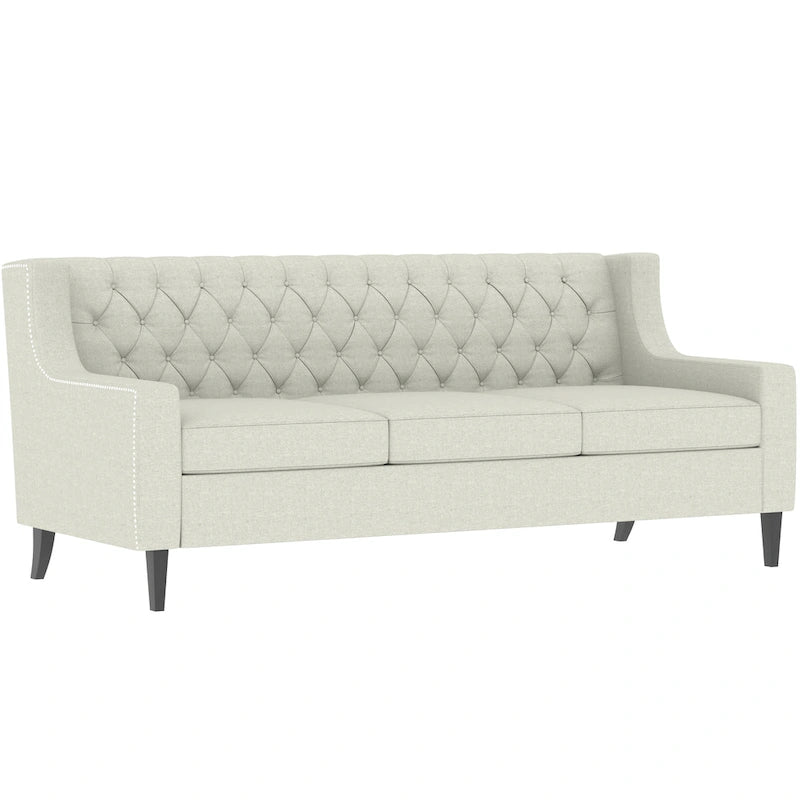 Medieval-style modern fabric three-seater sofa with tufted backrest