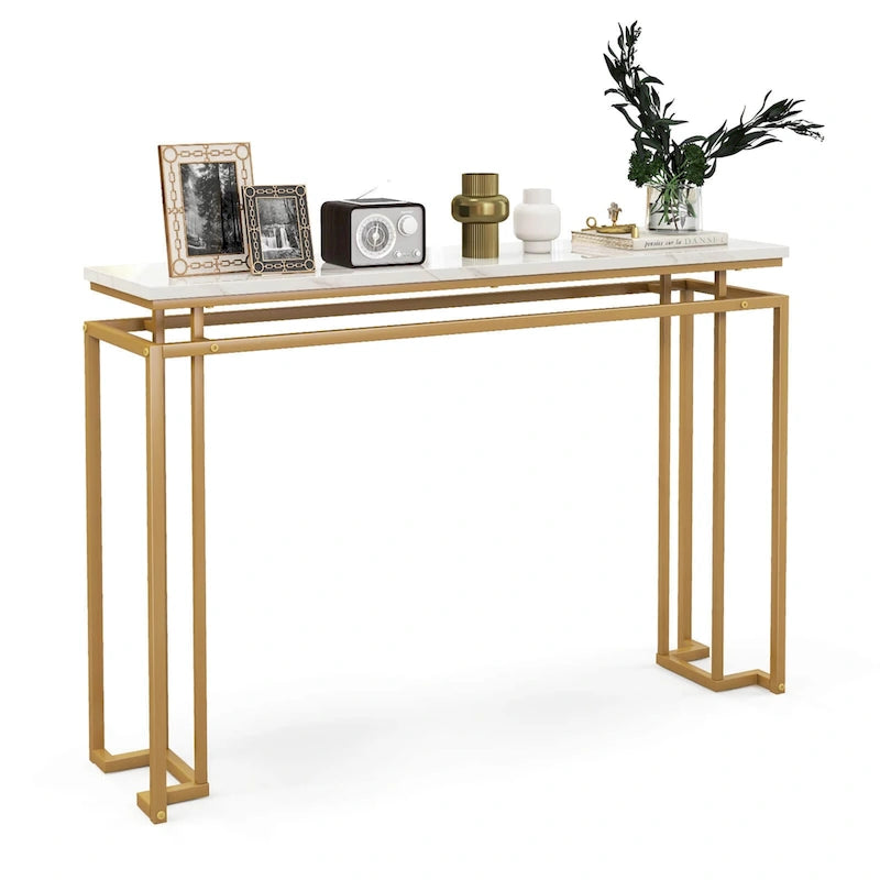 47 Faux Marble Top Console Table Modern Entryway Table with - See Details
