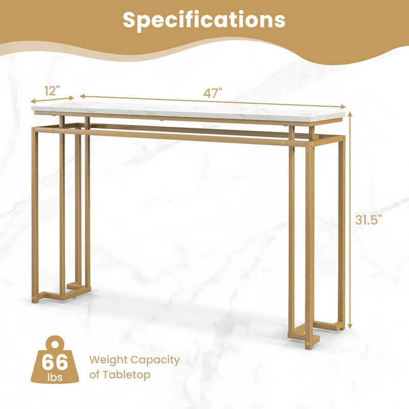47 Faux Marble Top Console Table Modern Entryway Table with - See Details