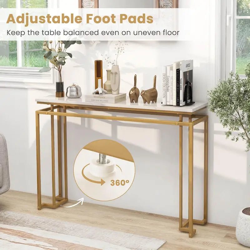 47 Faux Marble Top Console Table Modern Entryway Table with - See Details
