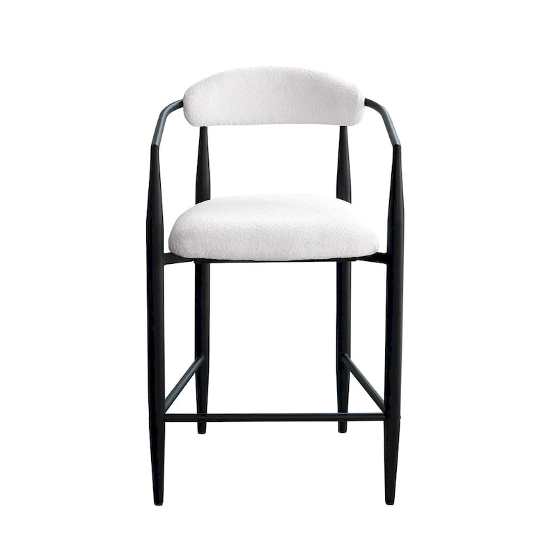 Bar Stools Set of 2, Counter Height Chairs with Upholstered Back, Kitchen Island Chairs with Arm and Metal Legs