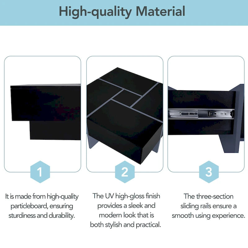 On-Trend Modern Design Coffee Table with Hidden Storage - 31.50 x 31.50 x 13.80
