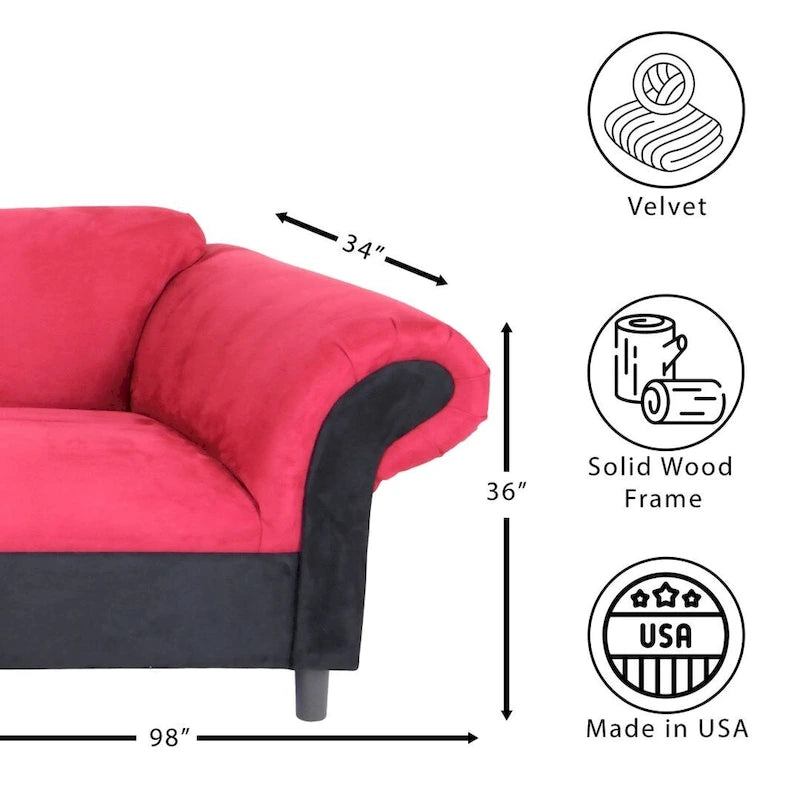 Traditional 3 Seater Sofa Velvet Solid Wood Frame Upholstered