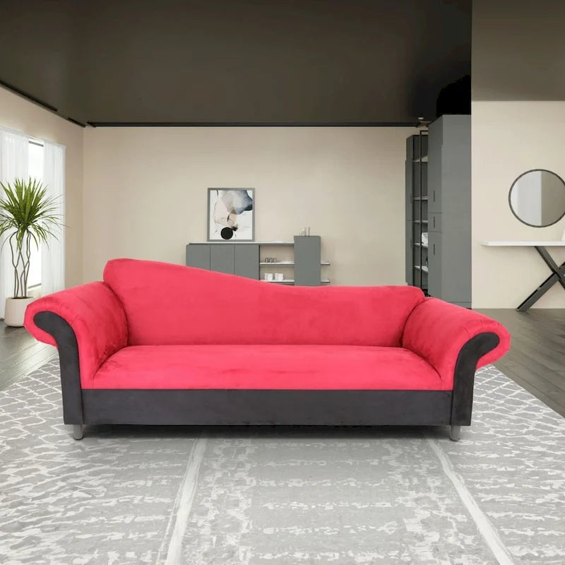 Traditional 3 Seater Sofa Velvet Solid Wood Frame Upholstered