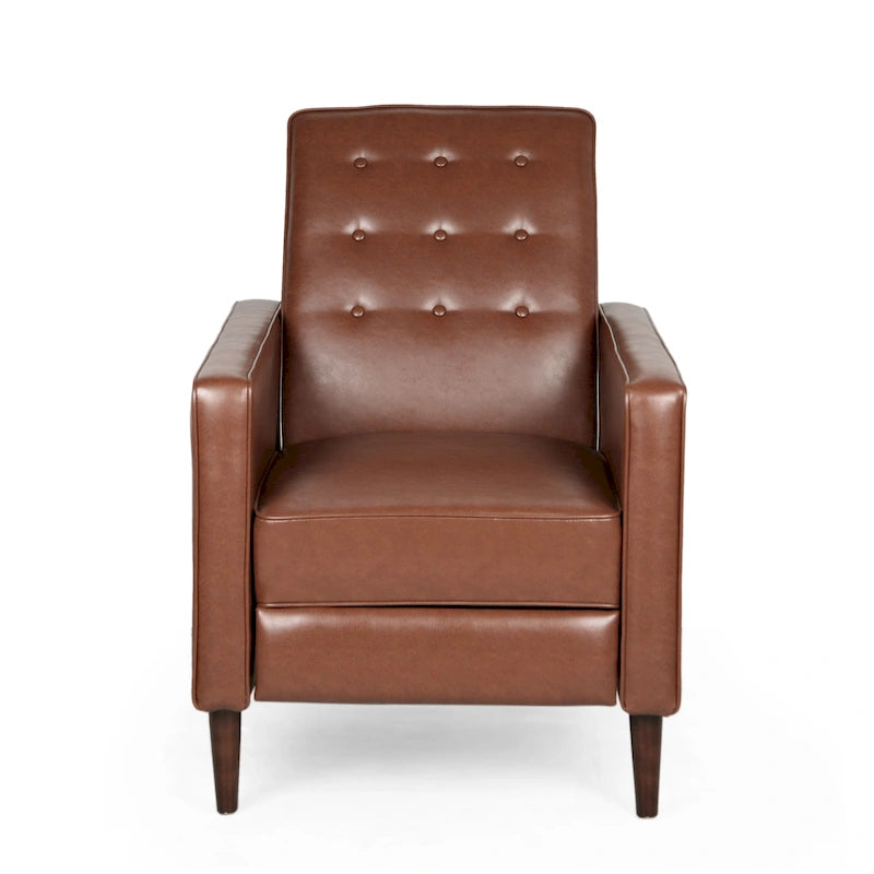 Artificial leather medieval style button tufted lounge chair