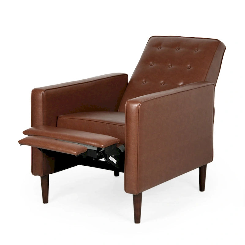 Artificial leather medieval style button tufted lounge chair