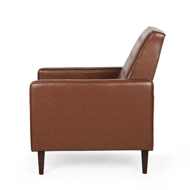 Artificial leather medieval style button tufted lounge chair