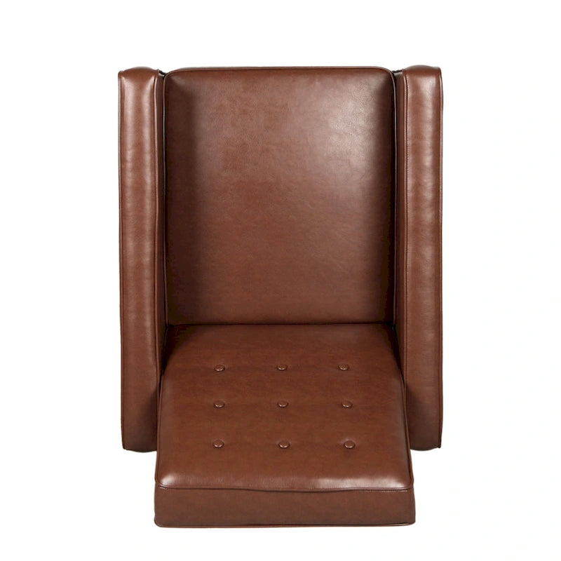 Artificial leather medieval style button tufted lounge chair