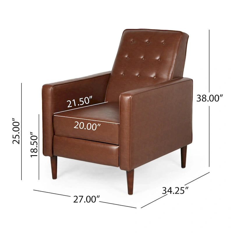 Artificial leather medieval style button tufted lounge chair