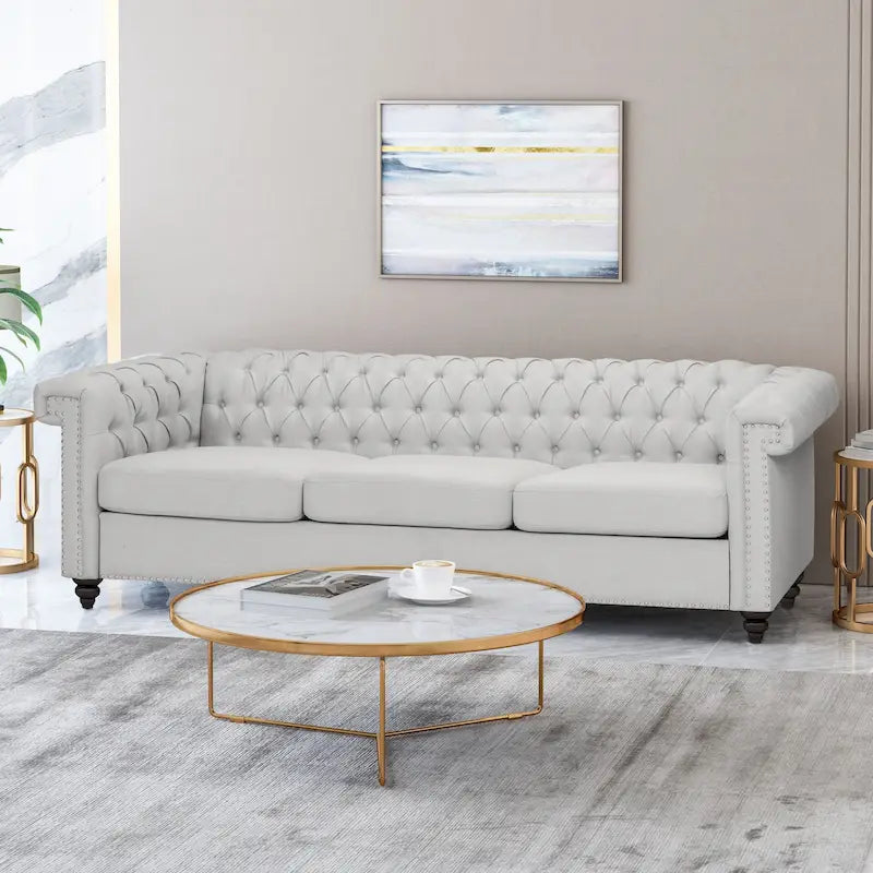 Tufted Grey Chesterfield Sofa