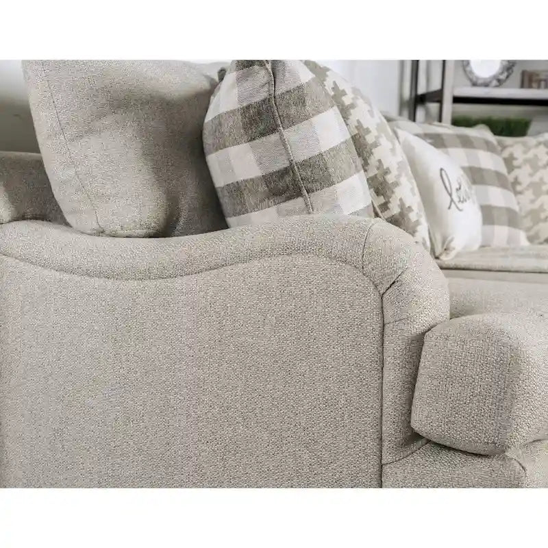 Transitional style gray linen upholstered sofa