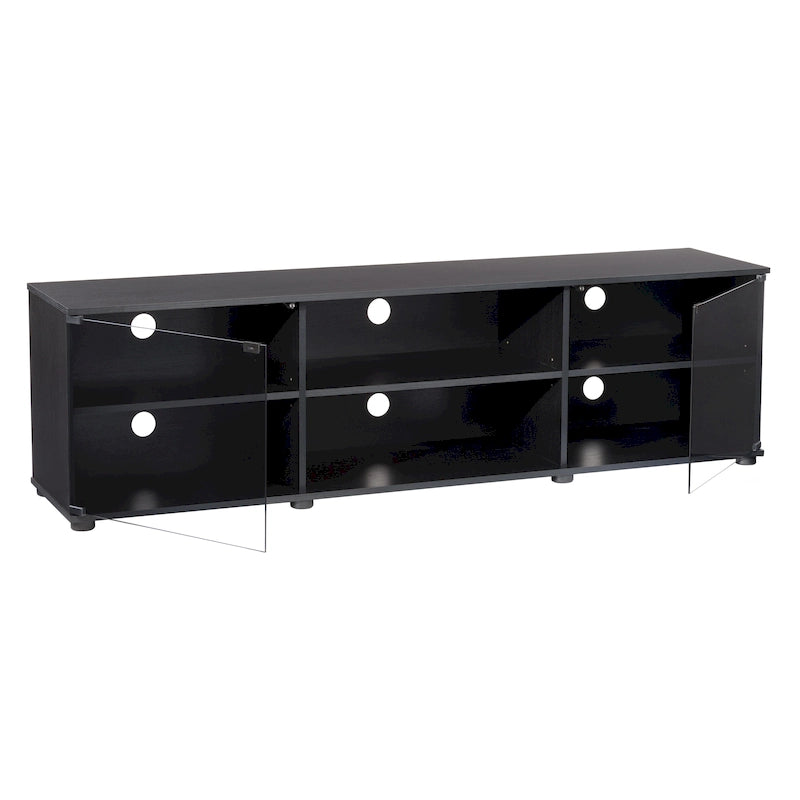 TV Stand with Glass Doors, For TVs up to 85 Inches