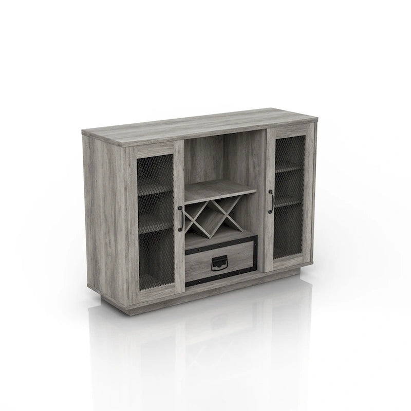 Industrial 7-shelf Buffet with Wine Bottle Storage by