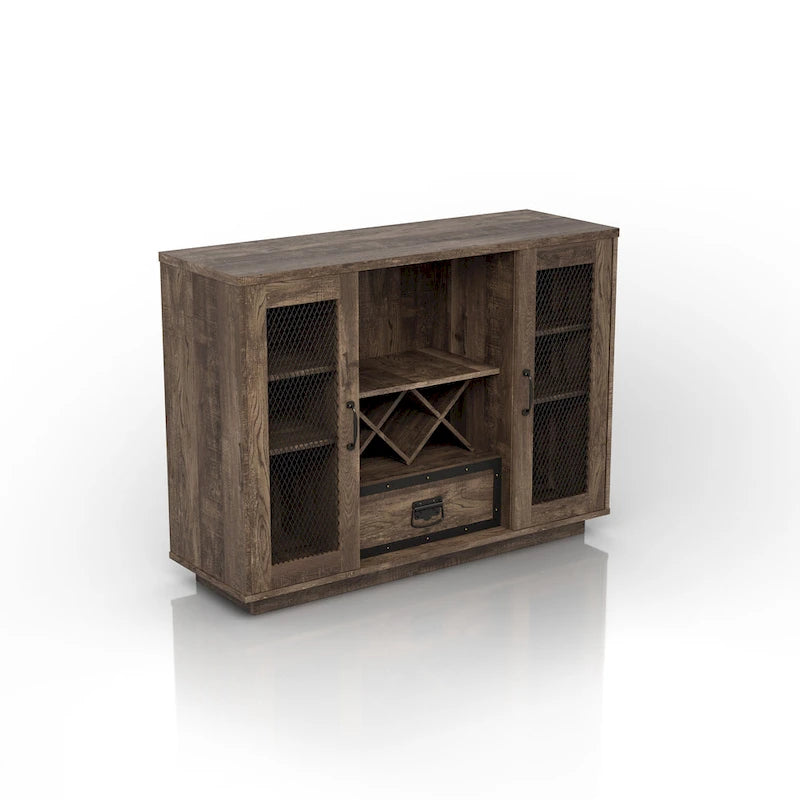 Industrial 7-shelf Buffet with Wine Bottle Storage by
