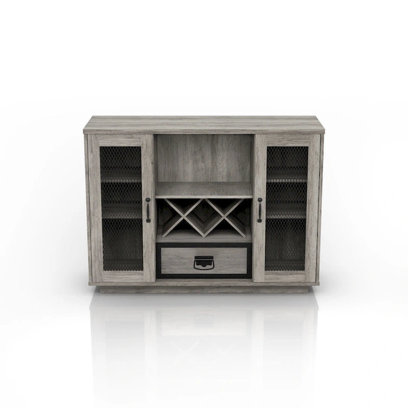 Industrial 7-shelf Buffet with Wine Bottle Storage by