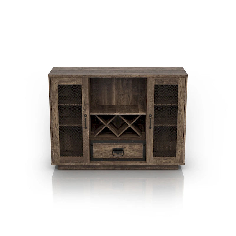 Industrial 7-shelf Buffet with Wine Bottle Storage by
