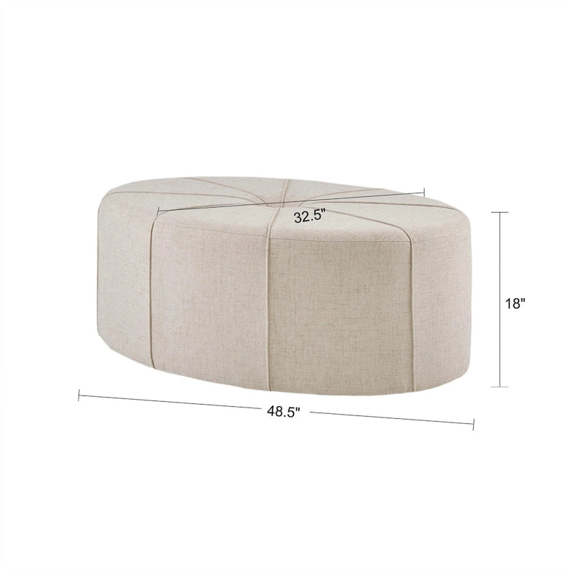 Upholstered Tufted Oval Oversized Ottoman