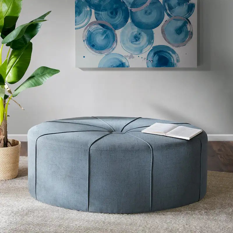 Upholstered Tufted Oval Oversized Ottoman