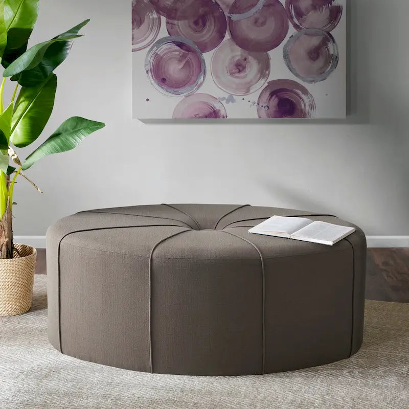 Upholstered Tufted Oval Oversized Ottoman