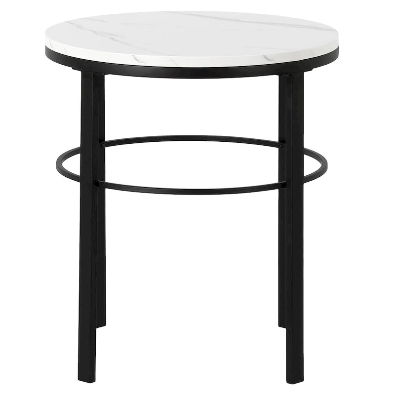 20 Wide Round Side Table with Faux Marble Top
