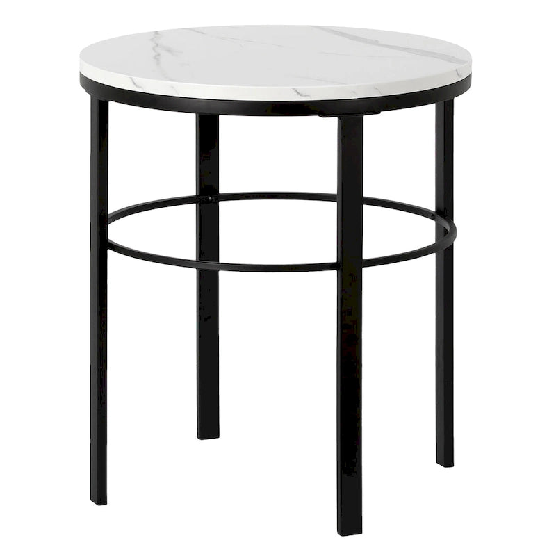 20 Wide Round Side Table with Faux Marble Top