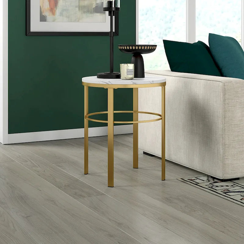 20 Wide Round Side Table with Faux Marble Top