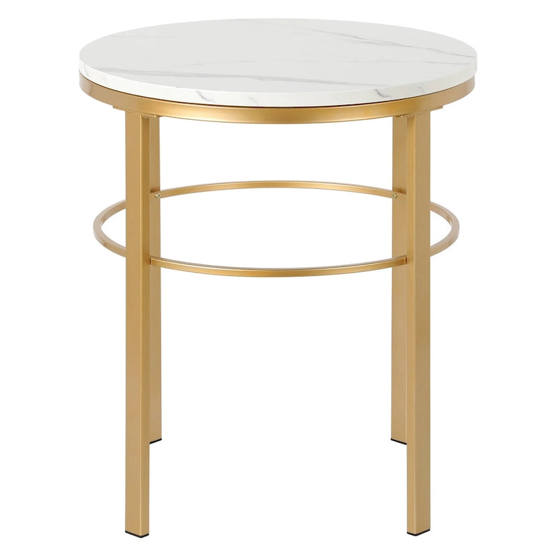 20 Wide Round Side Table with Faux Marble Top