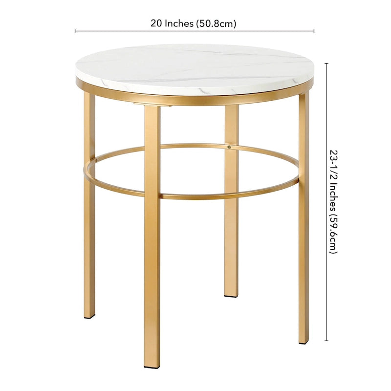 20 Wide Round Side Table with Faux Marble Top