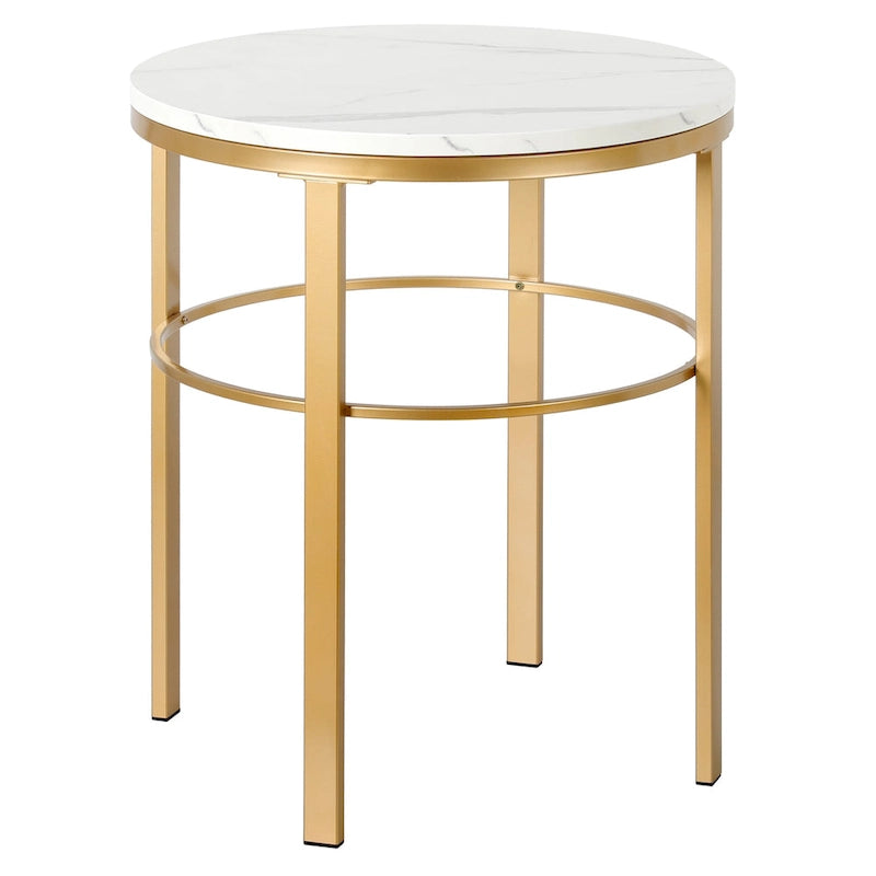 20 Wide Round Side Table with Faux Marble Top