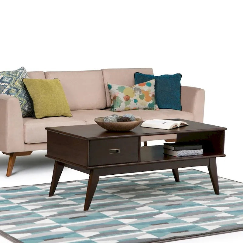 SOLID HARDWOOD 48 inch Wide Rectangle Mid Century Modern Coffee Table - 48 W x 22 D x 20 H