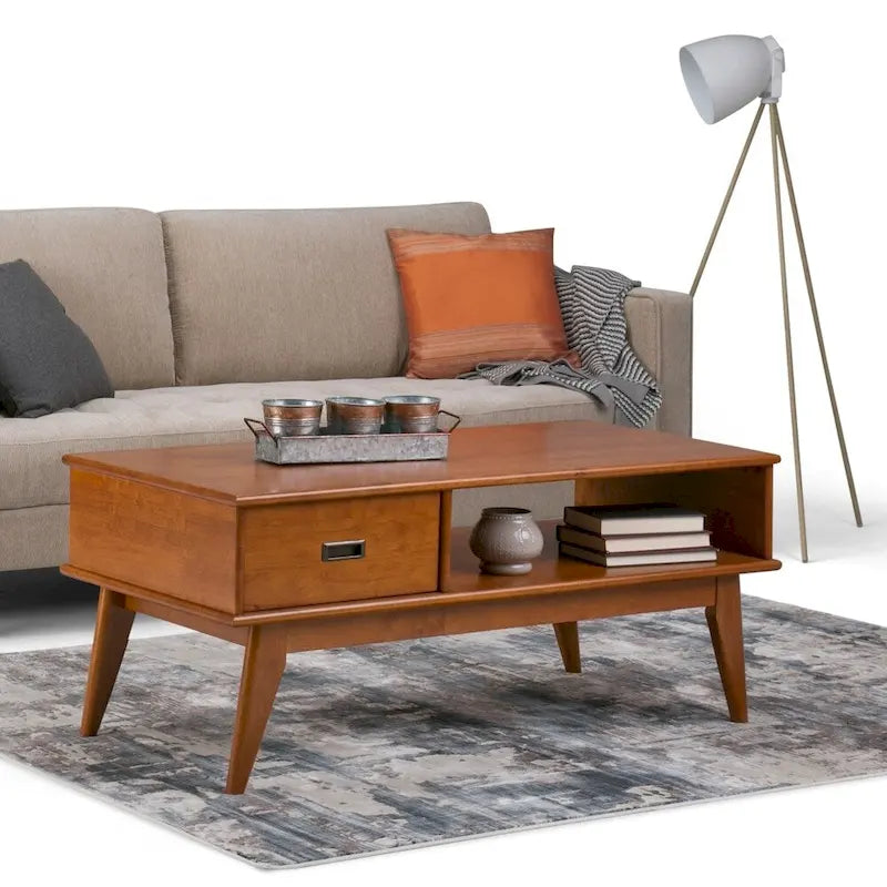 SOLID HARDWOOD 48 inch Wide Rectangle Mid Century Modern Coffee Table - 48 W x 22 D x 20 H