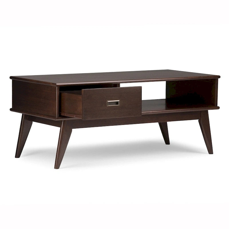 SOLID HARDWOOD 48 inch Wide Rectangle Mid Century Modern Coffee Table - 48 W x 22 D x 20 H