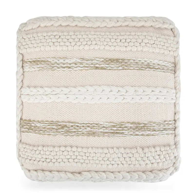 Boho Square Pouf in Handloom Woven Pattern
