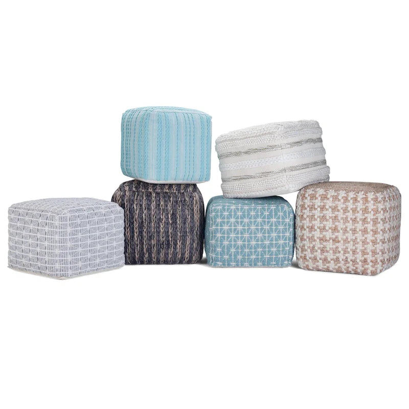 Boho Square Pouf in Handloom Woven Pattern