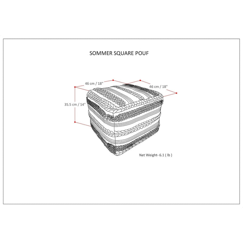 Boho Square Pouf in Handloom Woven Pattern