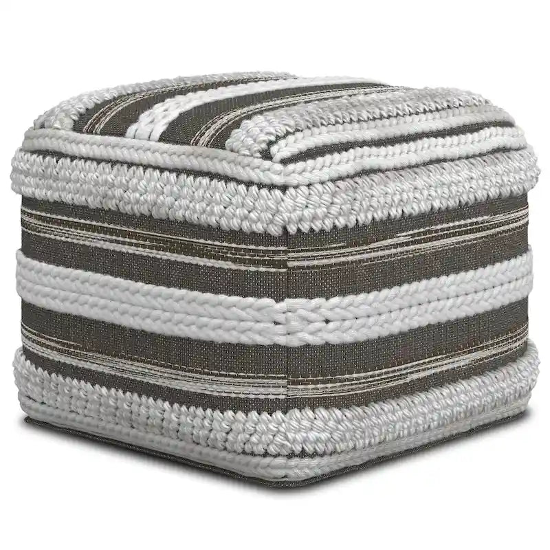 Boho Square Pouf in Handloom Woven Pattern