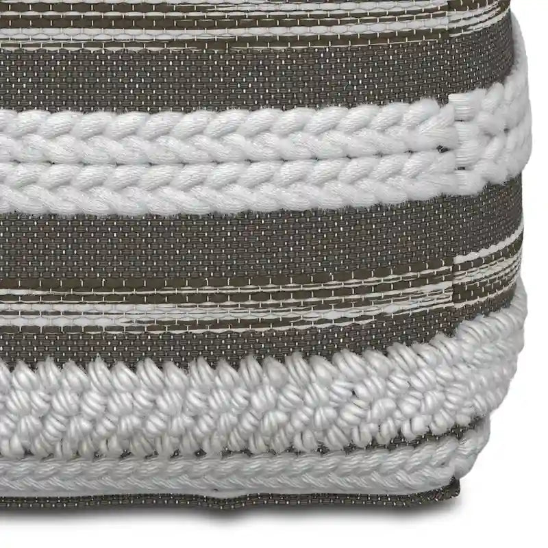 Boho Square Pouf in Handloom Woven Pattern