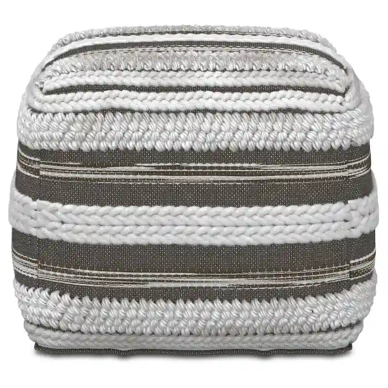 Boho Square Pouf in Handloom Woven Pattern