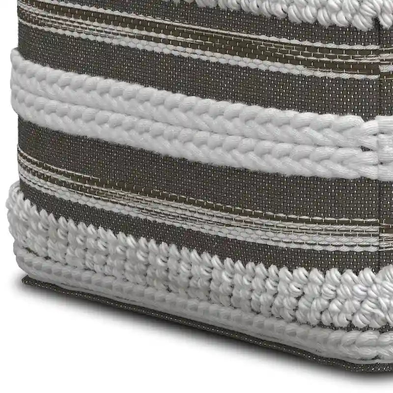 Boho Square Pouf in Handloom Woven Pattern
