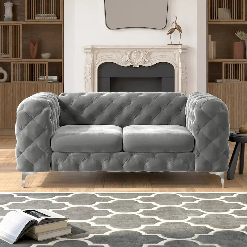 Tufted Velvet Chesterfield Loveseat