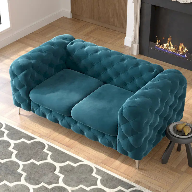 Tufted Velvet Chesterfield Loveseat
