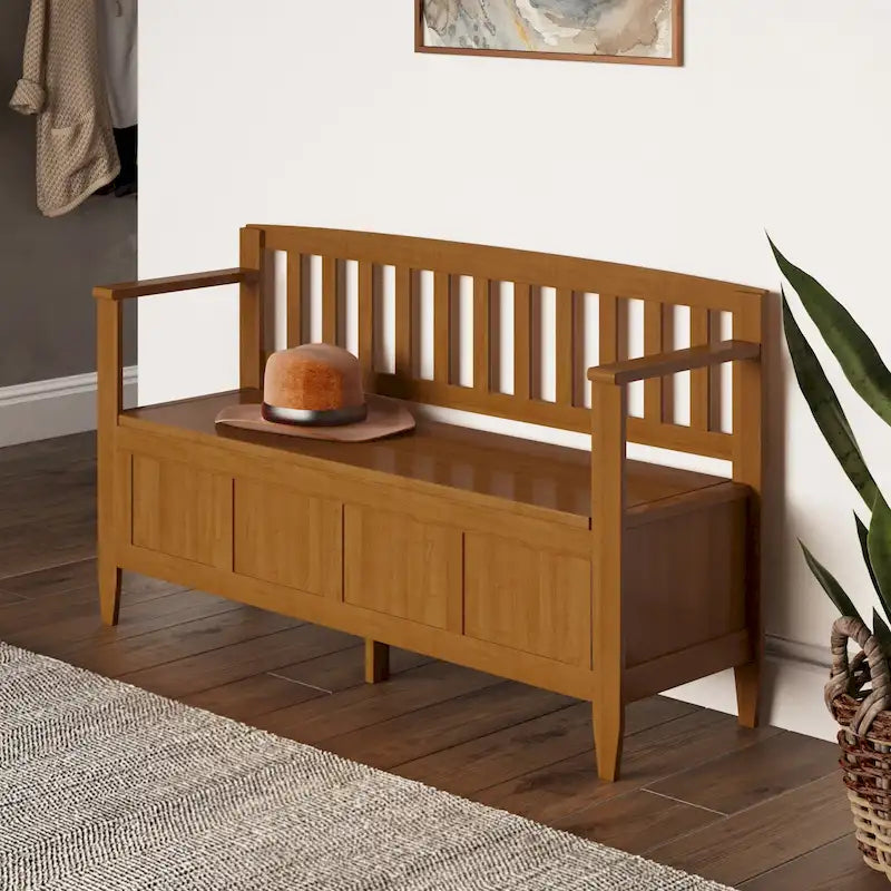 SOLID WOOD 48 inch Wide Contemporary Entryway Storage Bench - 20 inch wide