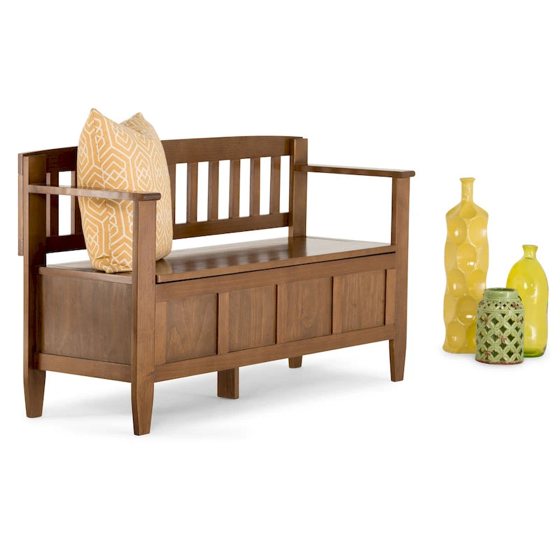 SOLID WOOD 48 inch Wide Contemporary Entryway Storage Bench - 20 inch wide