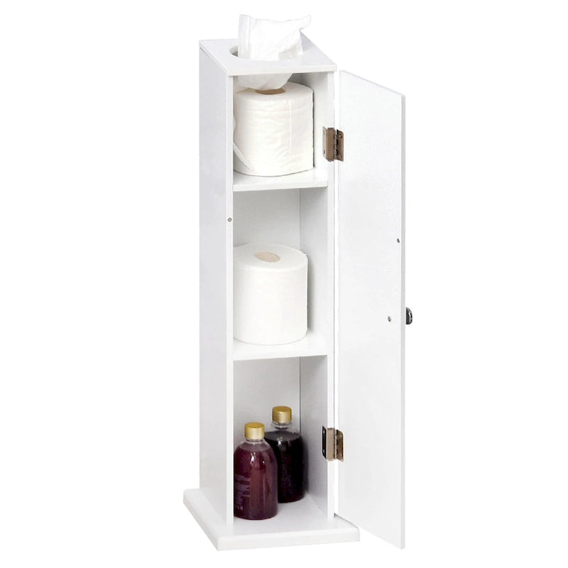 Vertical White Bathroom Storage Cabinet - 7.75*7.75*25.75