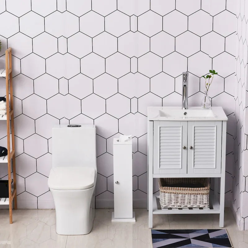 Vertical White Bathroom Storage Cabinet - 7.75*7.75*25.75