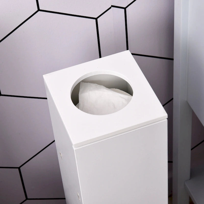 Vertical White Bathroom Storage Cabinet - 7.75*7.75*25.75