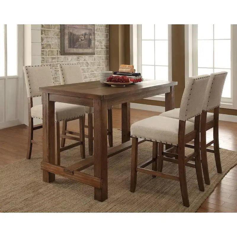 Country brown 60-inch solid wood bar table